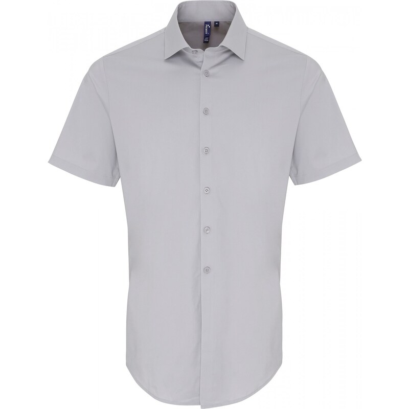 Pánska elastická business košeľa krátky rukáv moderný golier Premier 62675860