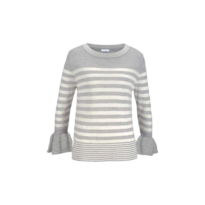 E-shop Merino pruhovaný pulóver Claire, sivo-biela