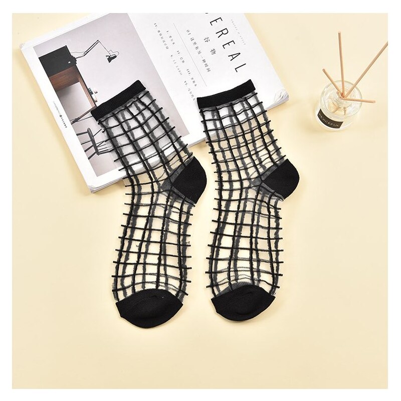 Tulle Ponožky Čierna Mriežka 17610639