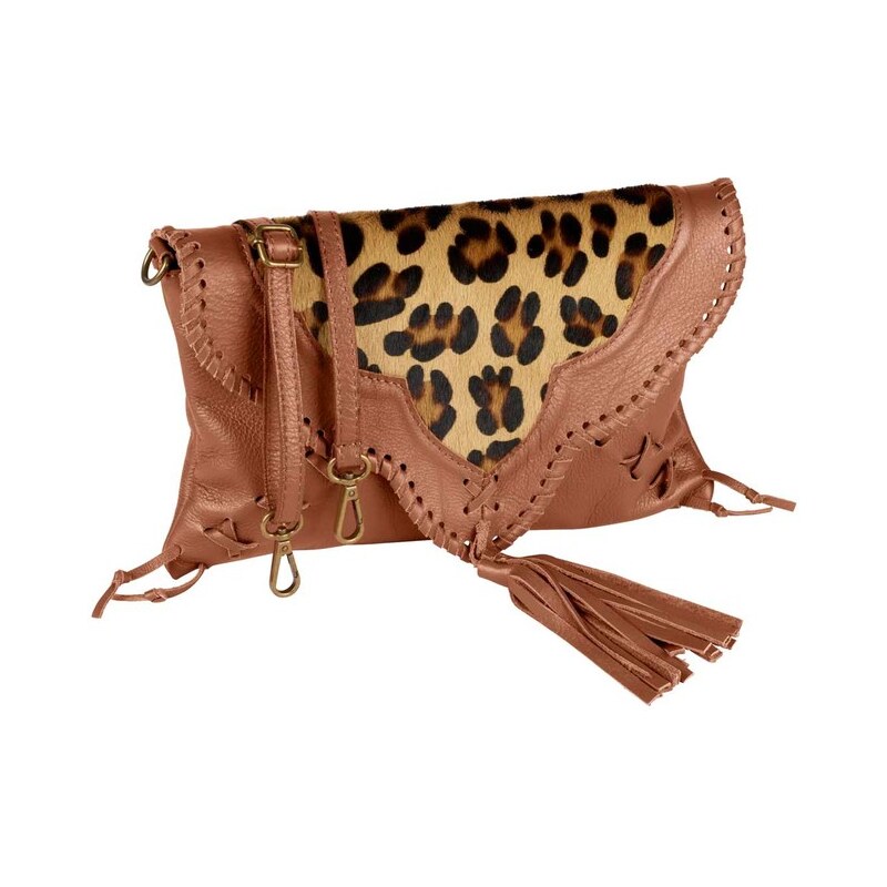 E-shop Kožená clutch kabelka Collezione Alessandro, koňaková