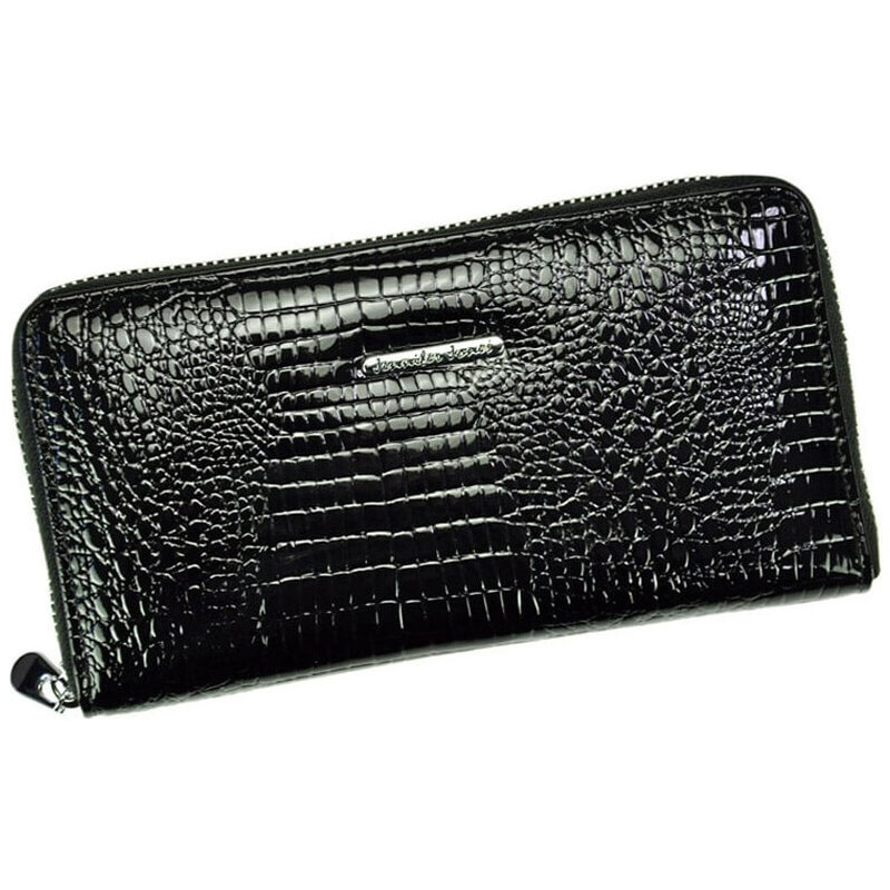 Jennifer Jones veľká čierna kožená peňaženka na zips 5247 17699753