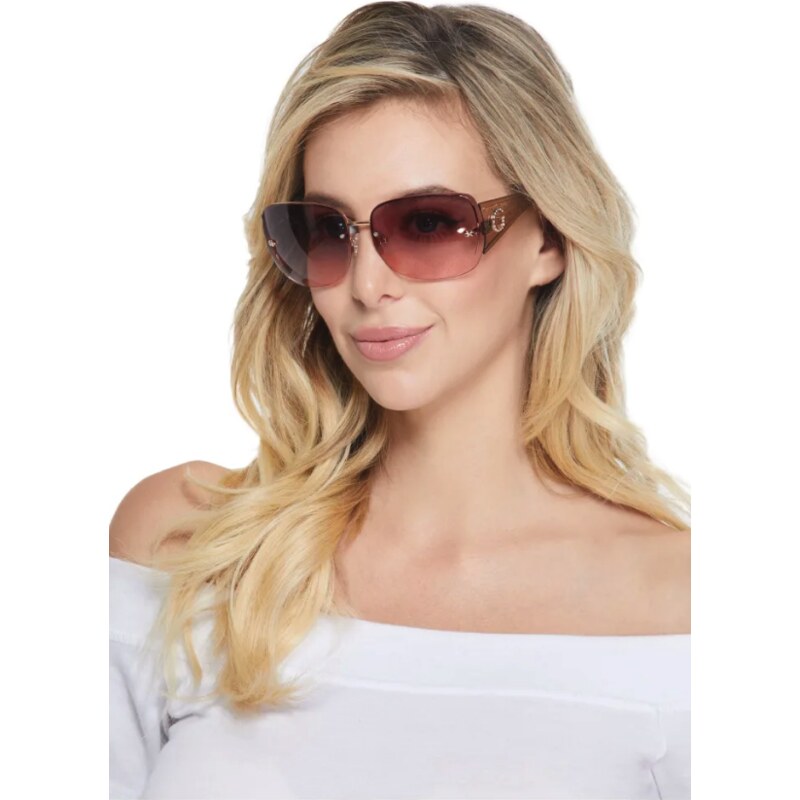 GUESS okuliare Rimless Shield Sunglasses biele, 123470