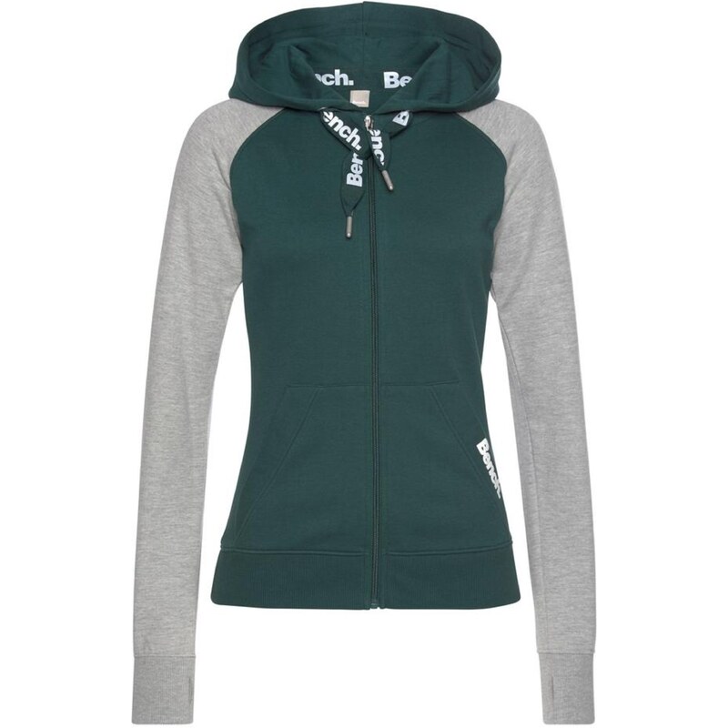 BENCH Tepláková bunda sivá / tmavozelená 62184004