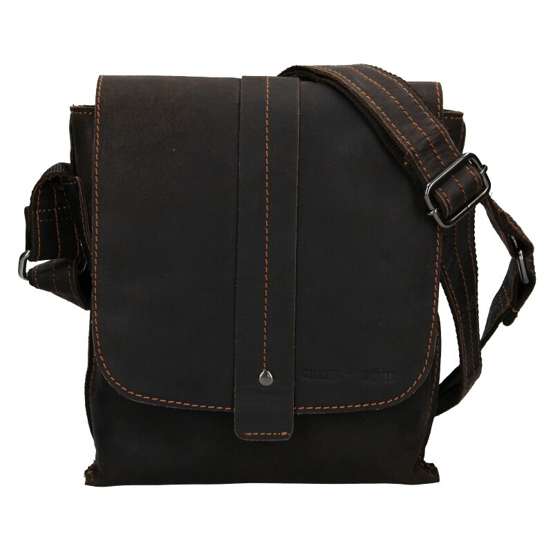 Pánska kožená taška cez rameno Greenwood Jake - tmavo hnedá 58451743