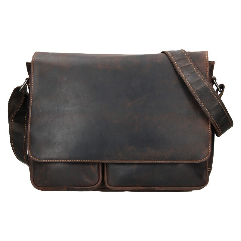 Pánska kožená taška cez rameno Greenwood Josh - tmavo hnedá 58453698