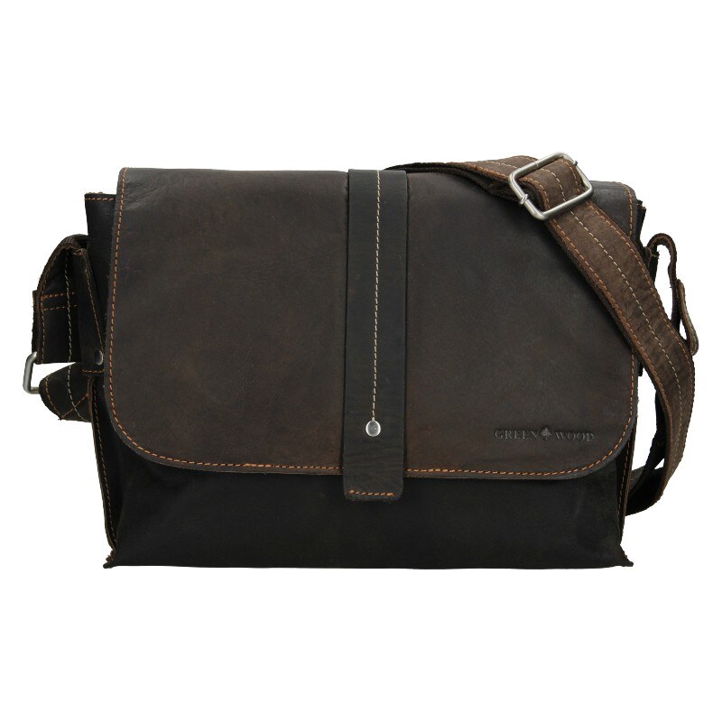 Pánska kožená taška cez rameno Greenwood James - tmavo hnedá 67835370