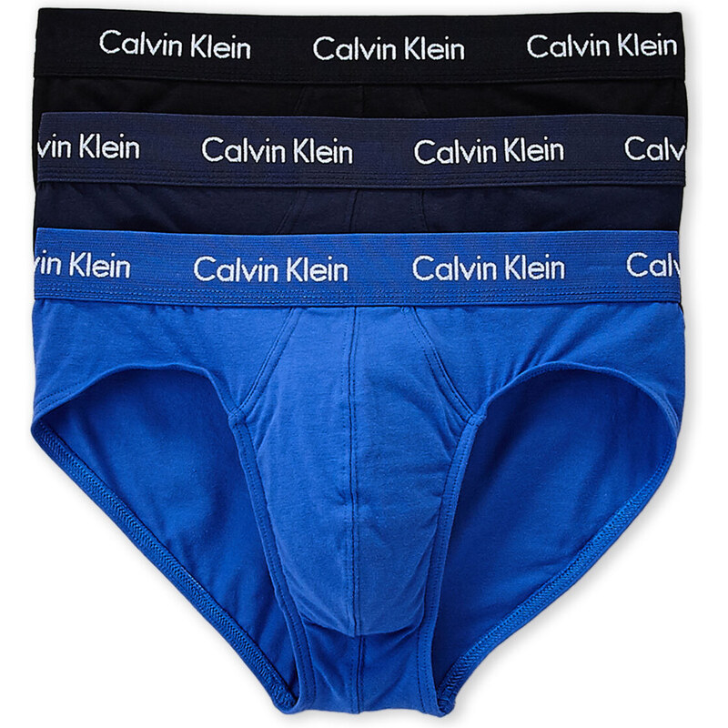 Calvin Klein PÁNSKE SLIPY - 3 PACK COTTON STRETCH Modrá - Modrá - Modrá