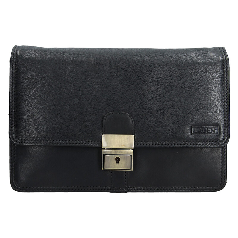 Lagen Pánska kožená etue (dokladovka) E-22016/T čierna 51274582