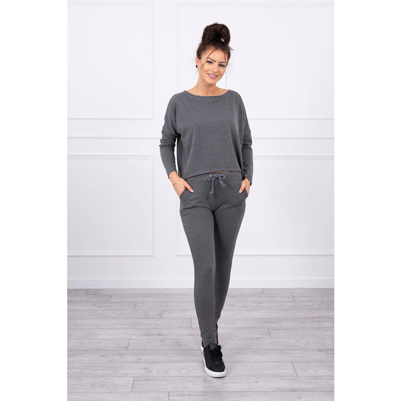 MladaModa Tepláková súprava s oversize blúzkou model 9091 grafitová 17892987