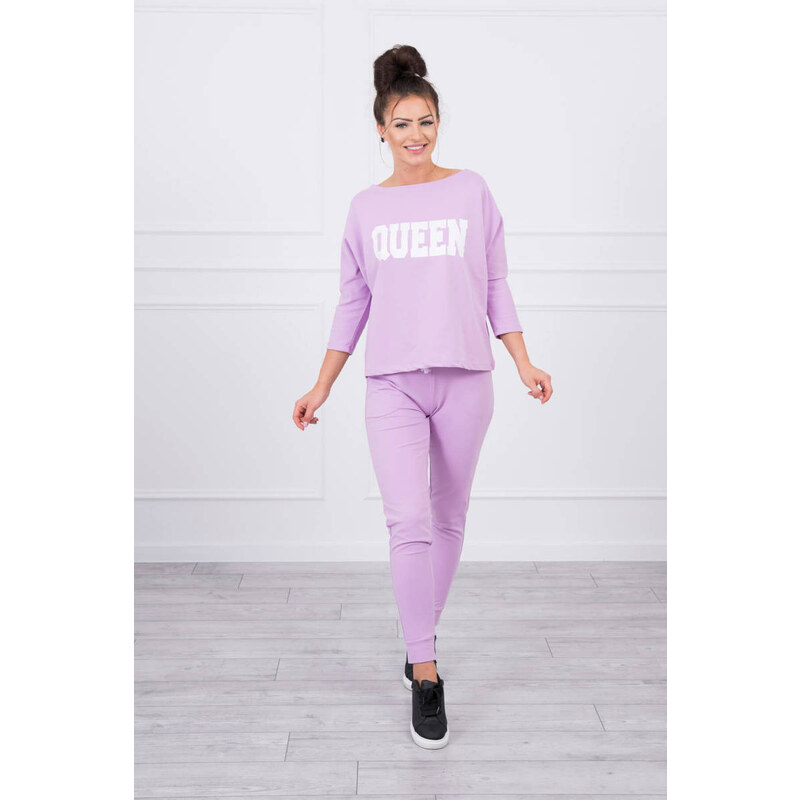 MladaModa Tepláková súprava s nápisom Queen model 66977 farba lila 17893045