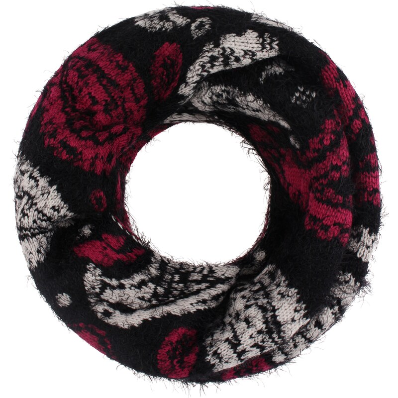 RISA Kruhový šál béžová / tmavočervená / čierna 21350881