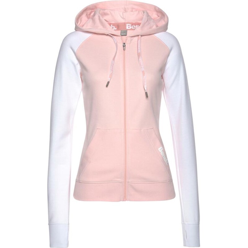 BENCH Tepláková bunda ružová / biela 68414221