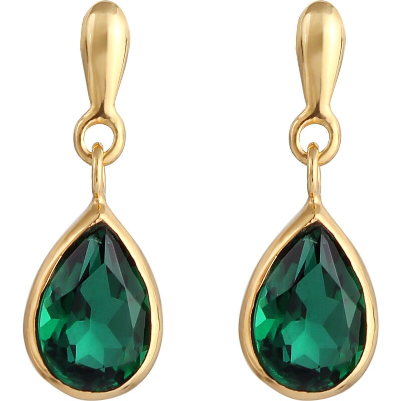 ELLI PREMIUM Náušnice Tropfen zlatá / zelená 54223494
