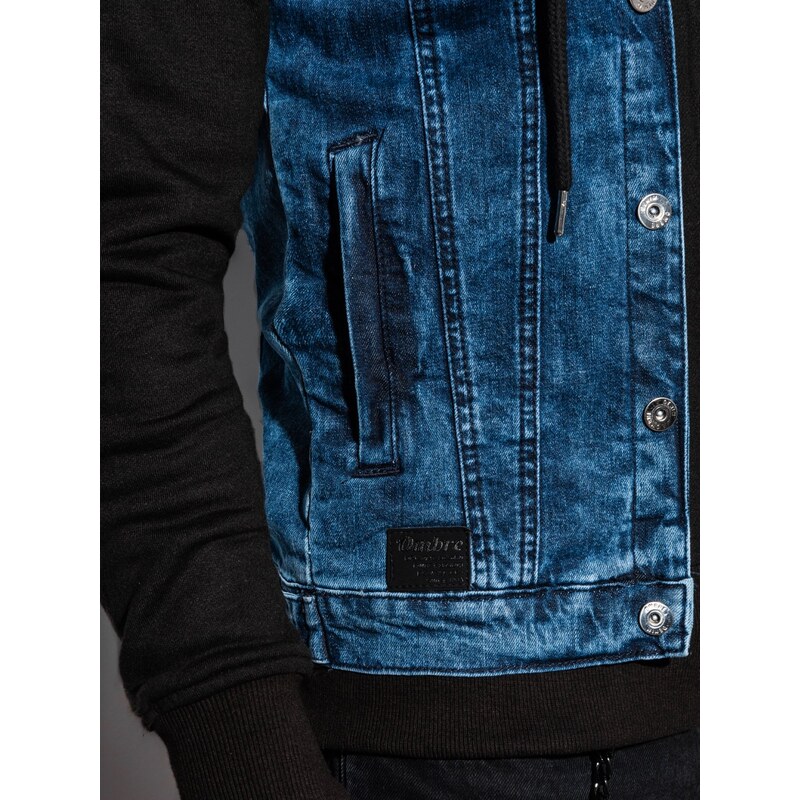 Ombre Clothing Pánska riflová bunda - džínsovo-čierna OM-JADJ-0124