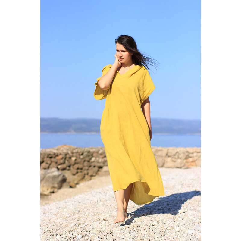 Glara Dámske dlhé oversized lanové šaty 42158845