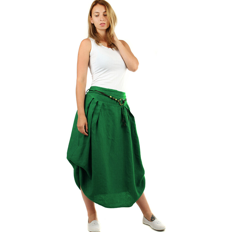 Glara Dámska dlhá balónová sukňa lanová 32796004