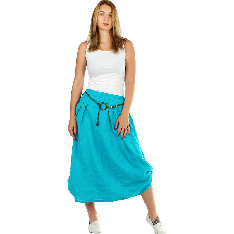 Glara Dámska dlhá balónová sukňa lanová 32796003