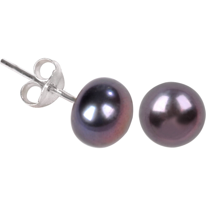 JwL Luxury Pearls Náušnice z pravých kovovo modrých perál JL0028 66593267