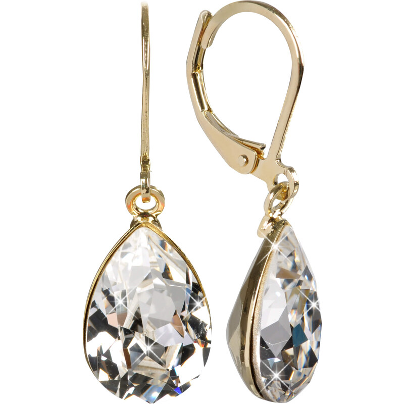 Levien Elegantné pozlátené náušnice s kryštálmi Pear Crystal 66585056