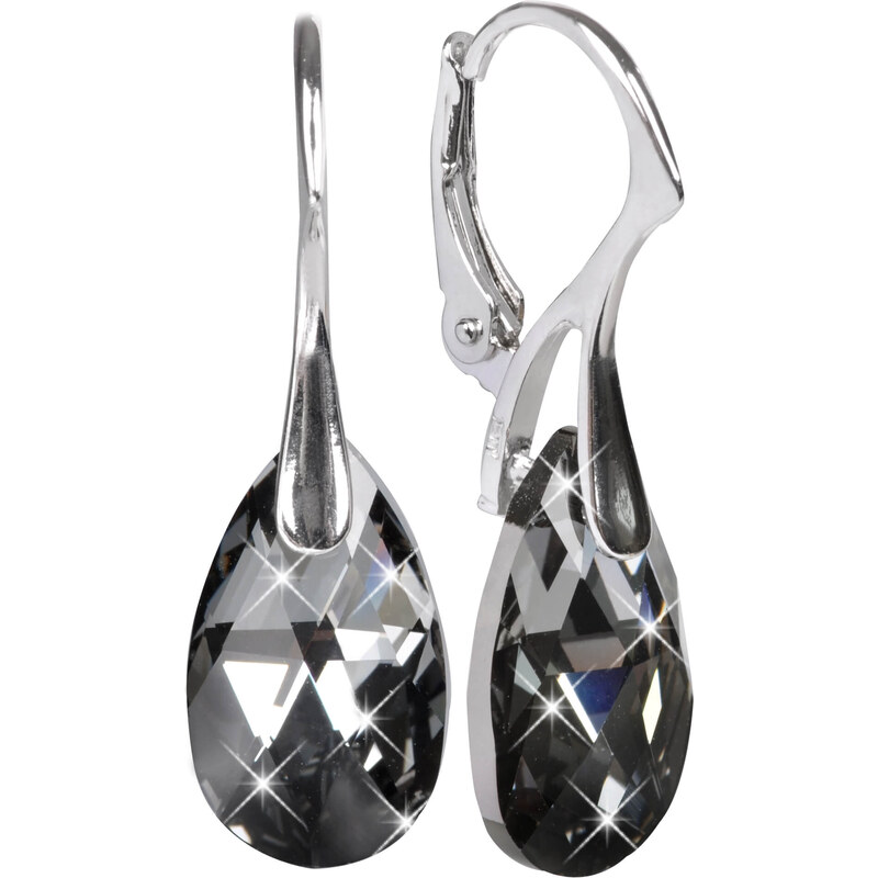 Levien Tajomné náušnice s kryštálmi Pear Silver Night 66582242
