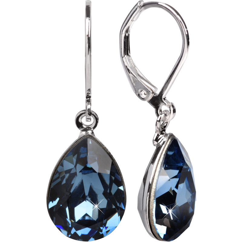 Levien Elegantné náušnice s kryštálmi Pear Denim Blue 66583592