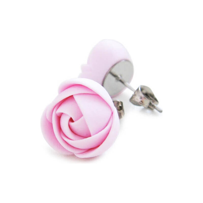 Troli Ružové náušnice puzetky menšie kvietky 66596122