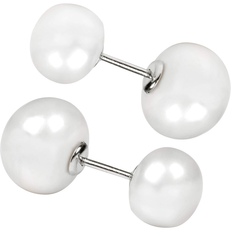JwL Luxury Pearls Strieborné obojstranné náušnice s pravými bielymi 66585658