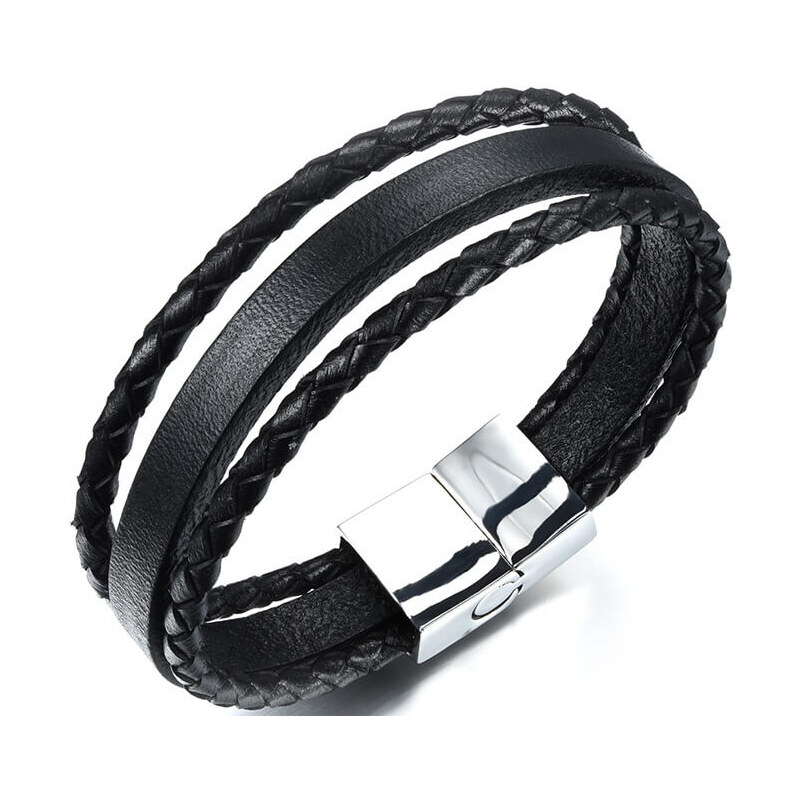 Troli Náramok z troch kožených pásikov Leather 66593564