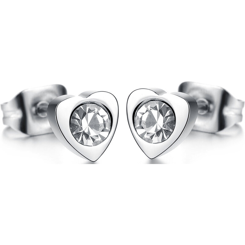 Troli Drobné srdiečkové náušnice s kryštálom 0,5 cm 66876616