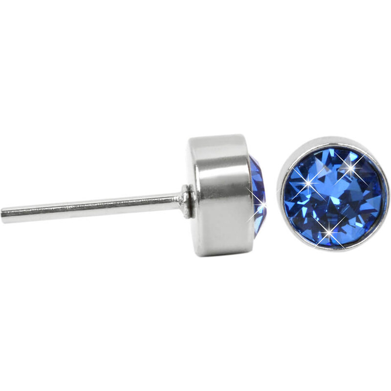 Levien Krásne oceľové náušnice Chaton Sapphire 66591341