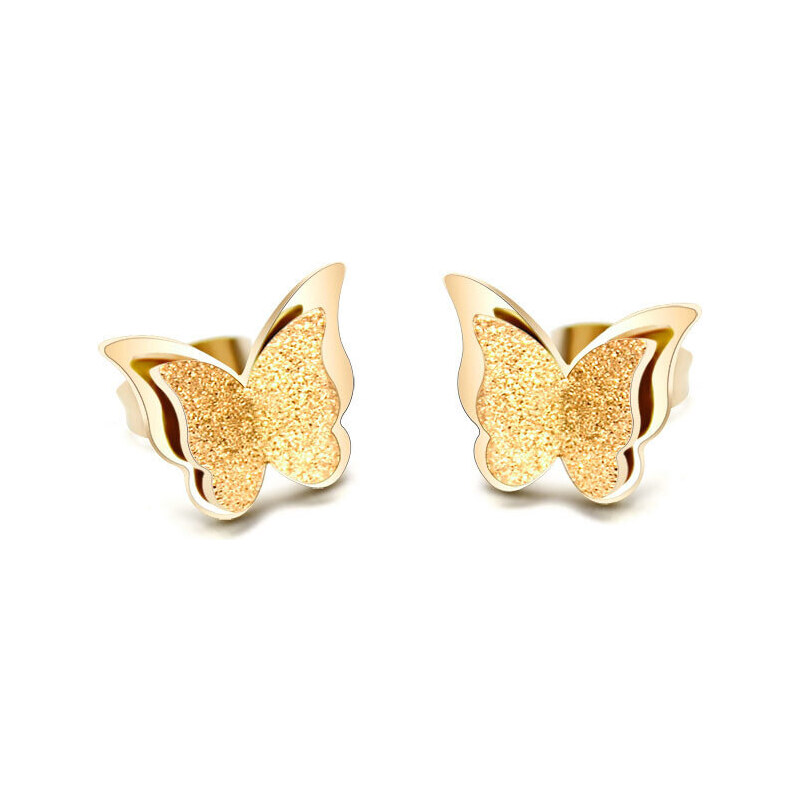Troli Pozlátené motýlie náušnice Metal Butterfly KES-048-GOLD 66589869