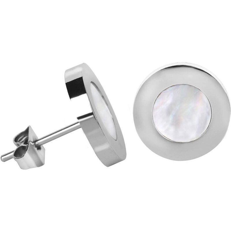 Troli Oceľové náušnice s perleťovým stredom Steel 66804874