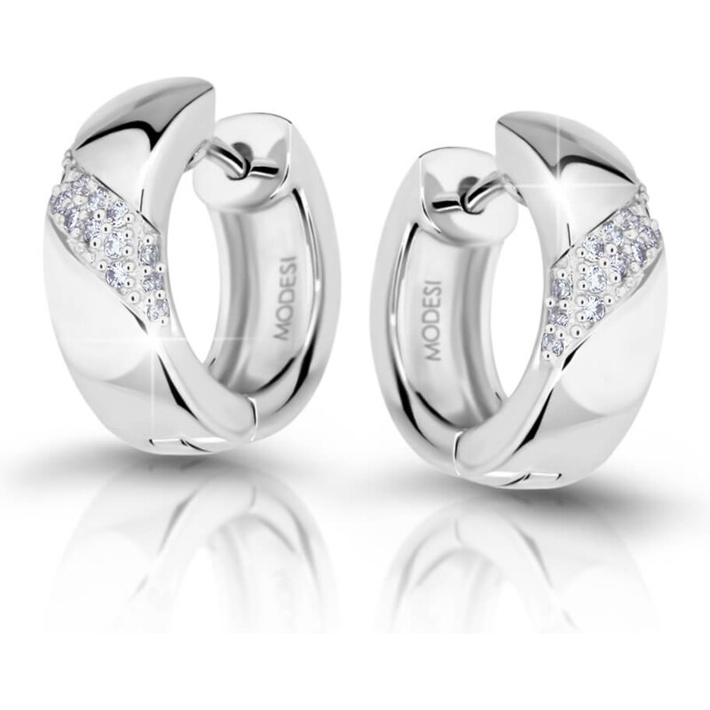 Modesi Strieborné náušnice krúžky so zirkónmi M23037 66579492