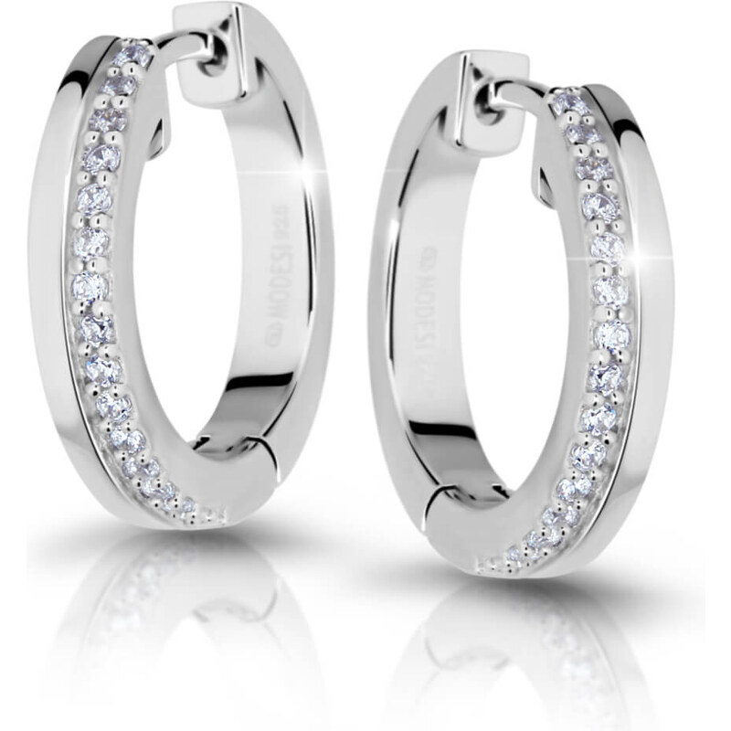 Modesi Strieborné náušnice krúžky so zirkónmi M23040 66591530