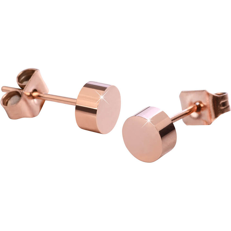 Troli Ružovo pozlátené oceľové náušnice kôstky KE-005 66587315