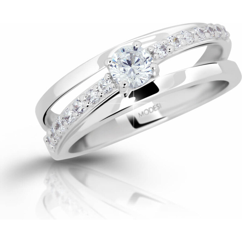 Modesi Strieborný prsteň so zirkónmi M11105 54 mm 66584004