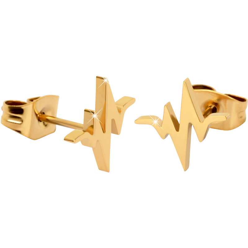 Troli Originálne pozlátené oceľové náušnice Srdcový tep 66589290