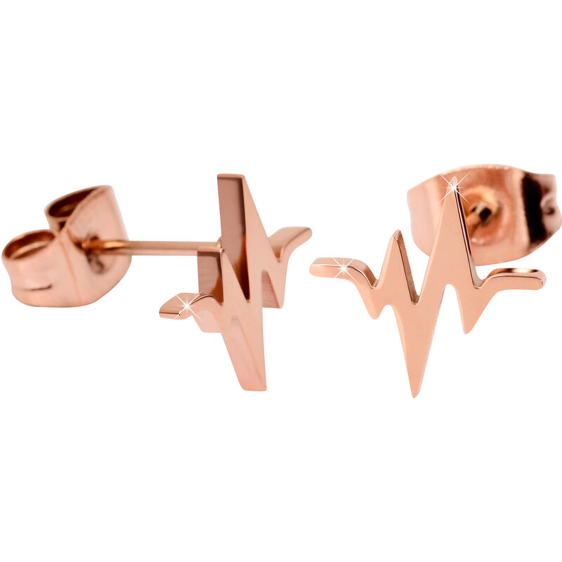 Troli Originálne ružovo pozlátené oceľové náušnice Srdcový tep 66593981