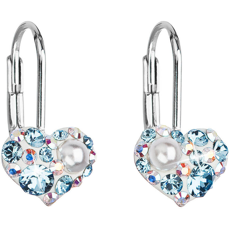 Evolution Group Srdiečkové náušnice s kryštálmi Swarovski 31125.9 aqua 66588226