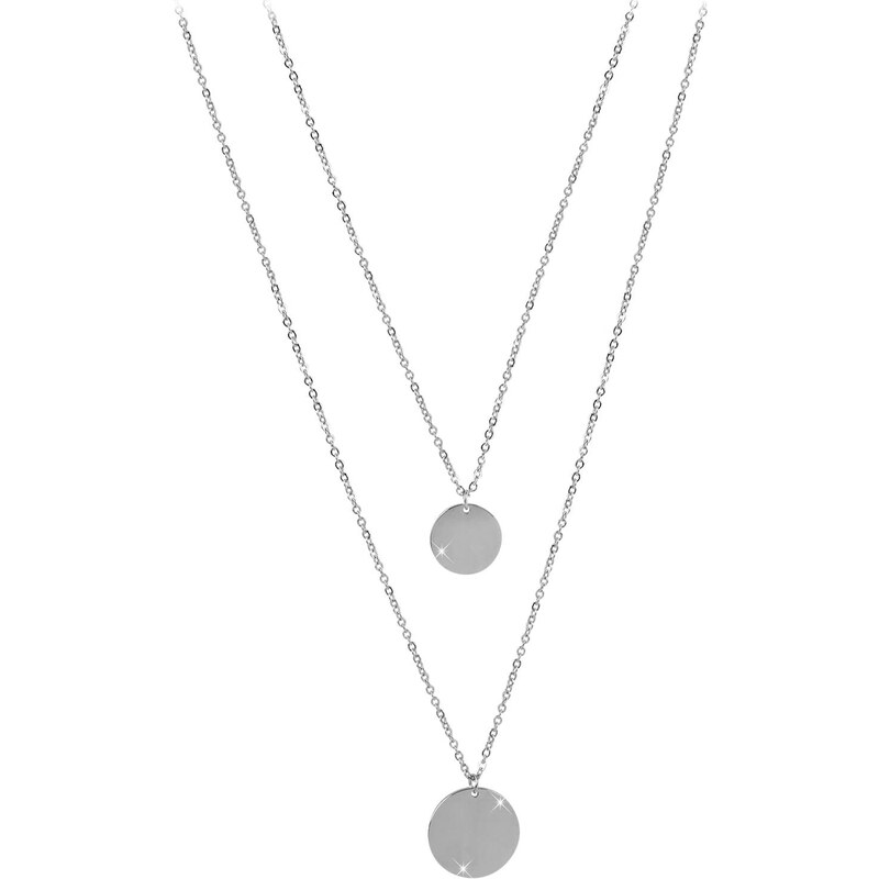 Troli Dvojitý náhrdelník s kruhovými príveskami z ocele 66591154