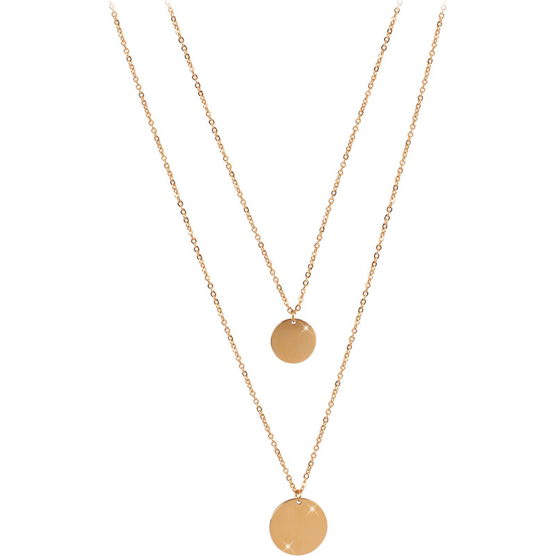 Troli Dvojitý náhrdelník s kruhovými príveskami z pozlátenej ocele 66592828