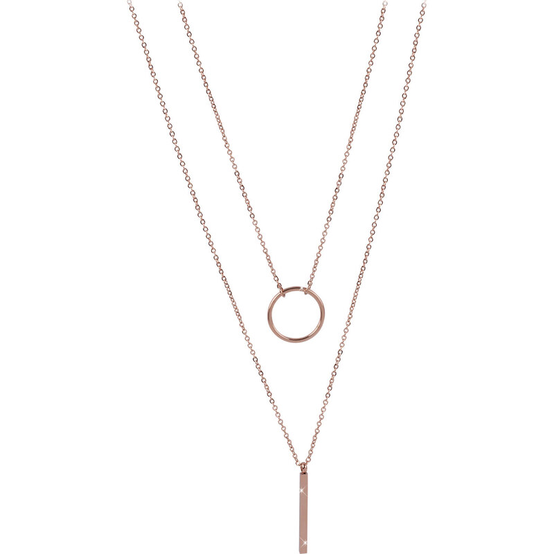Troli Dvojitý náhrdelník so štýlovými prívesky z ružovo pozlátenej 66586849