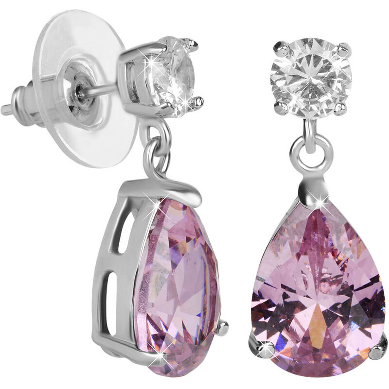 Troli Iskrivé náušnice s ružovými kryštálmi 66586818
