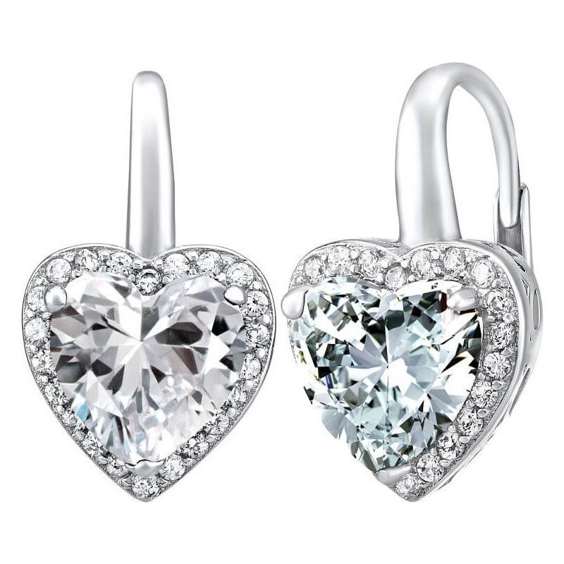 Silvego Strieborné náušnice srdce so zirkónmi LPS0629EW 66578234