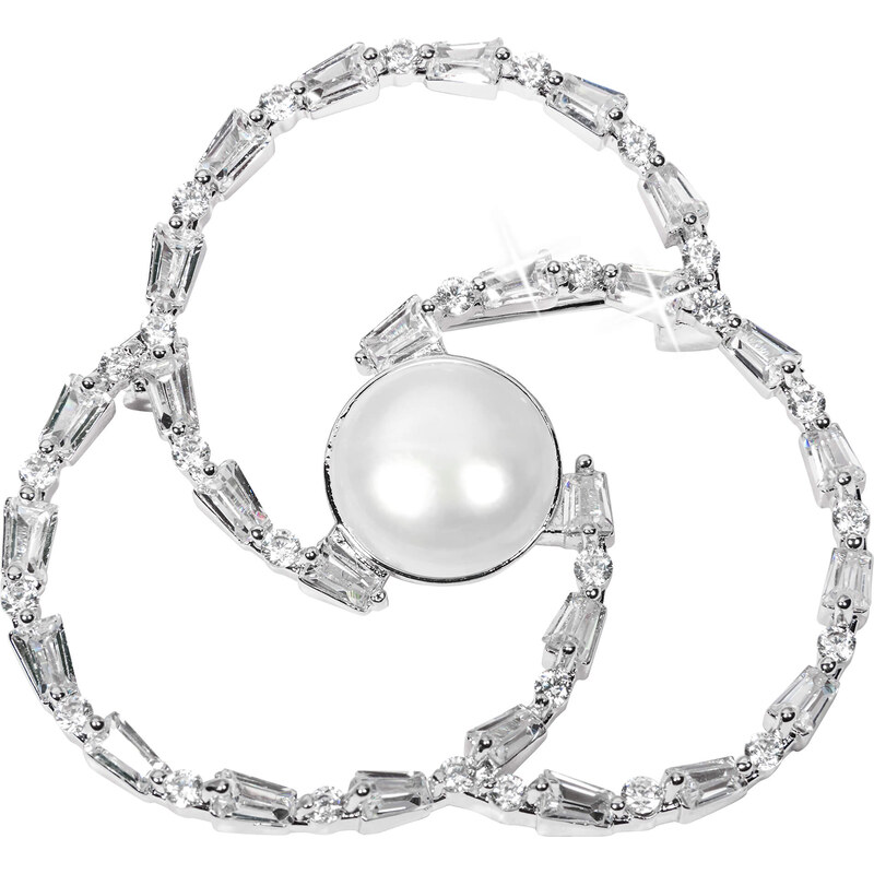 JwL Luxury Pearls Perlová brošňa trojlístok s kryštálmi JL0519 66593454