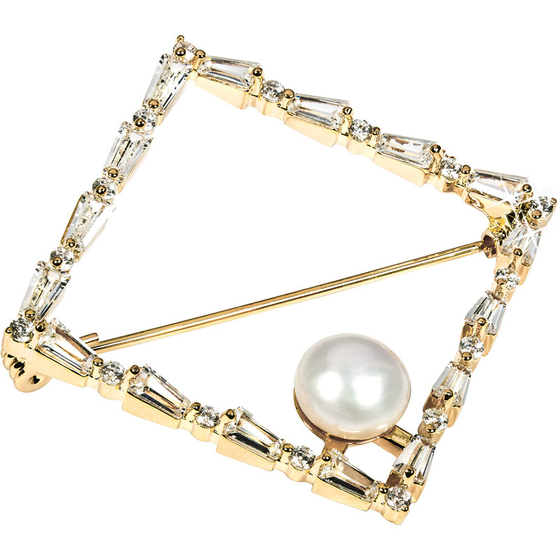 JwL Luxury Pearls Trblietavá pozlátená brošňa s pravou perlou JL0520 67329284