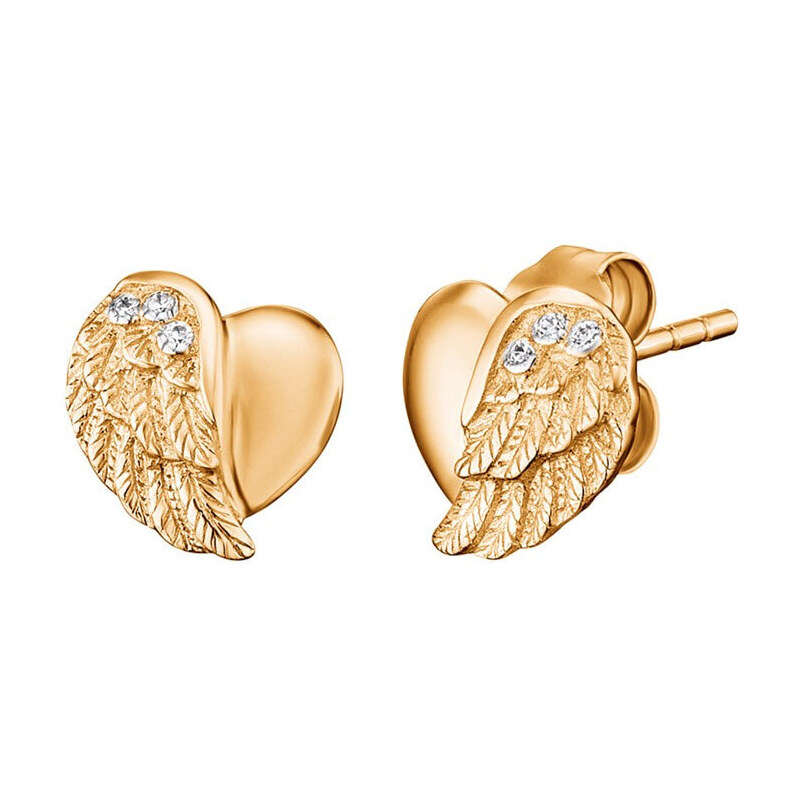 Engelsrufer Pozlátené strieborné náušnice Srdce s anjelským krídlom a 67387786