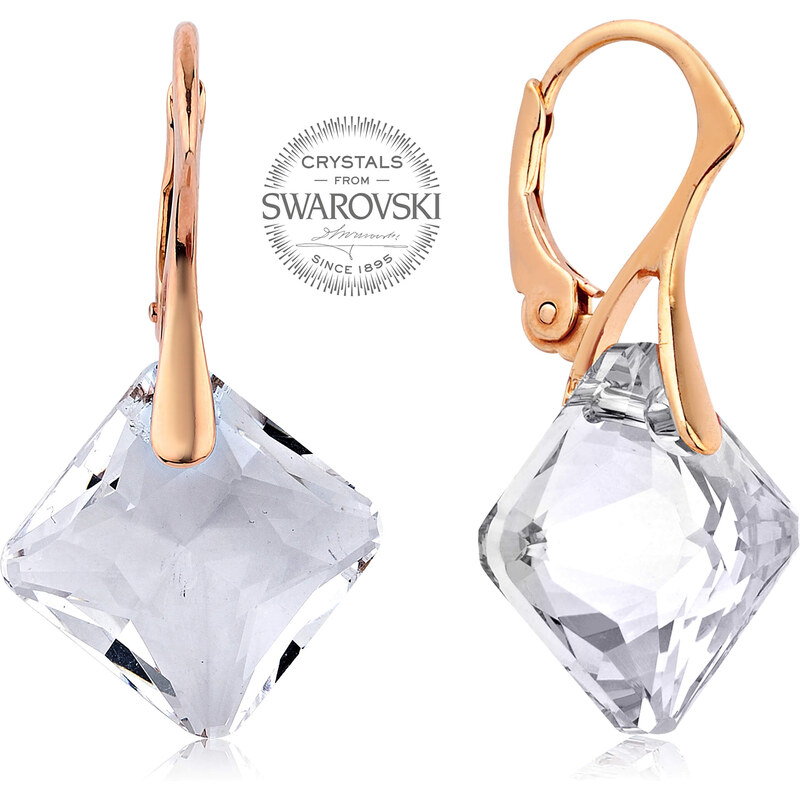 Levien Ružovo pozlátené náušnice s čírymi kryštálmi Princess 66582126