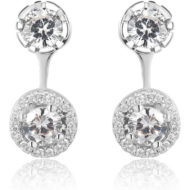 Beneto Luxusné strieborné náušnice 2v1 s kryštálmi AGUP1172 66593282