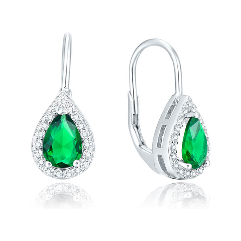 Beneto Strieborné náušnice so zeleným kryštálom AGUC1161 66594206